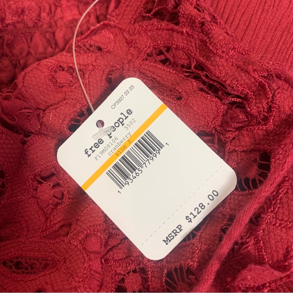 Free People Intimately Adella Lace Detail Strappy Back Maxi Slip Dress Cranberry - Picture 9 of 15